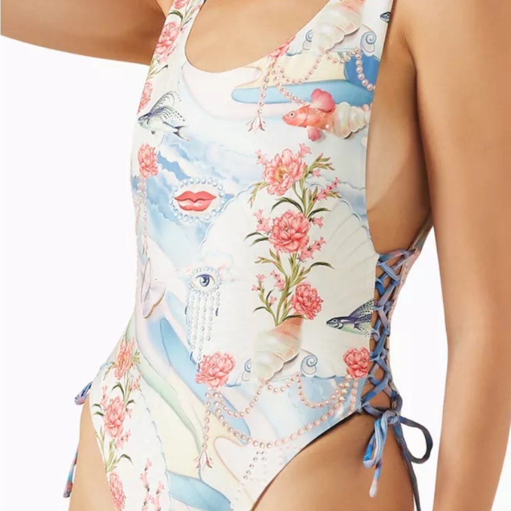 Agua Bendita Floral and Seashell Swimsuit